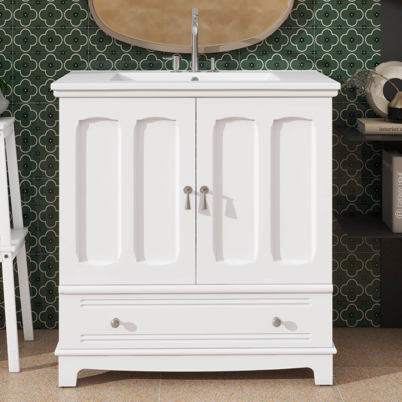 Meuble-lavabo de 30 pouces avec meuble-lavabo intégré, Blanc