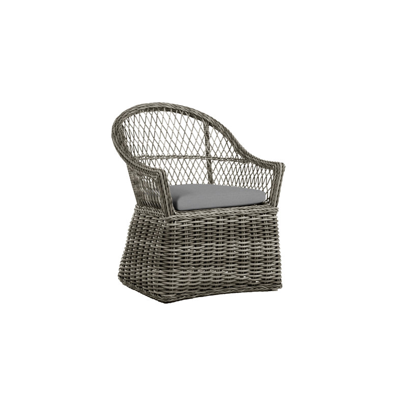 Soho Woven N-Dura Resin Wicker Outdoor Arm Chair, Black, No Welt, Verona Mist