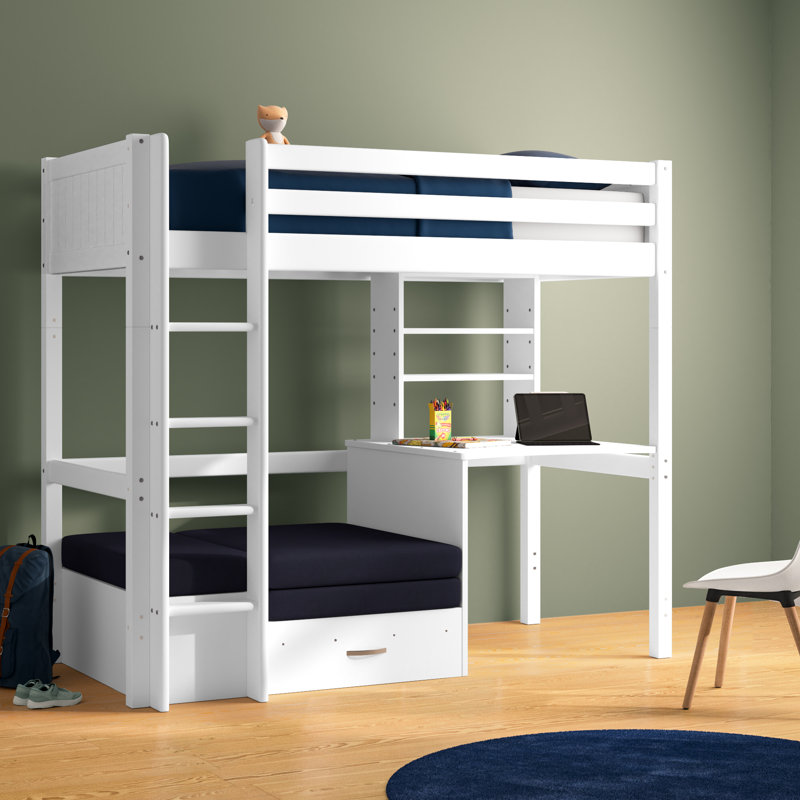 Valorie European Single 90 × 200cm High Sleeper Loft Bed with Bookcase