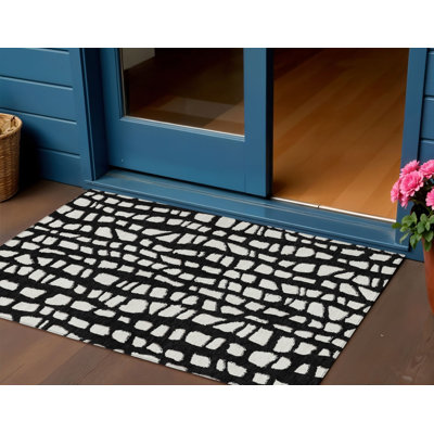 Tapis intérieur lavable abstrait ivoire 3 pi x 5 pi