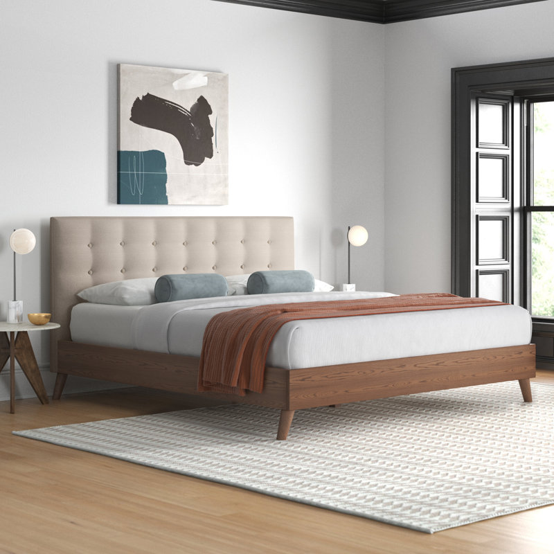 Herger Upholstered Platform Bed, Full/Double, Beige