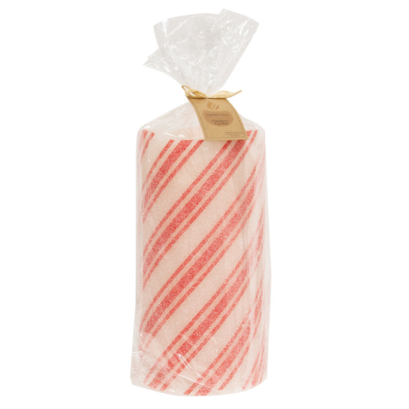 Frosty Candy Cane LED Pillar 6" x 12"