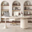 White Curved Solid + Manufactured Wood with 2 drawers desk-109742717
