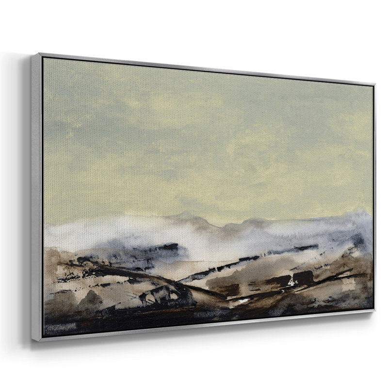Shanthih I, peinture sur toile encadrée, H 17 po x l 25 po x P 2 po, Encadrement argenté