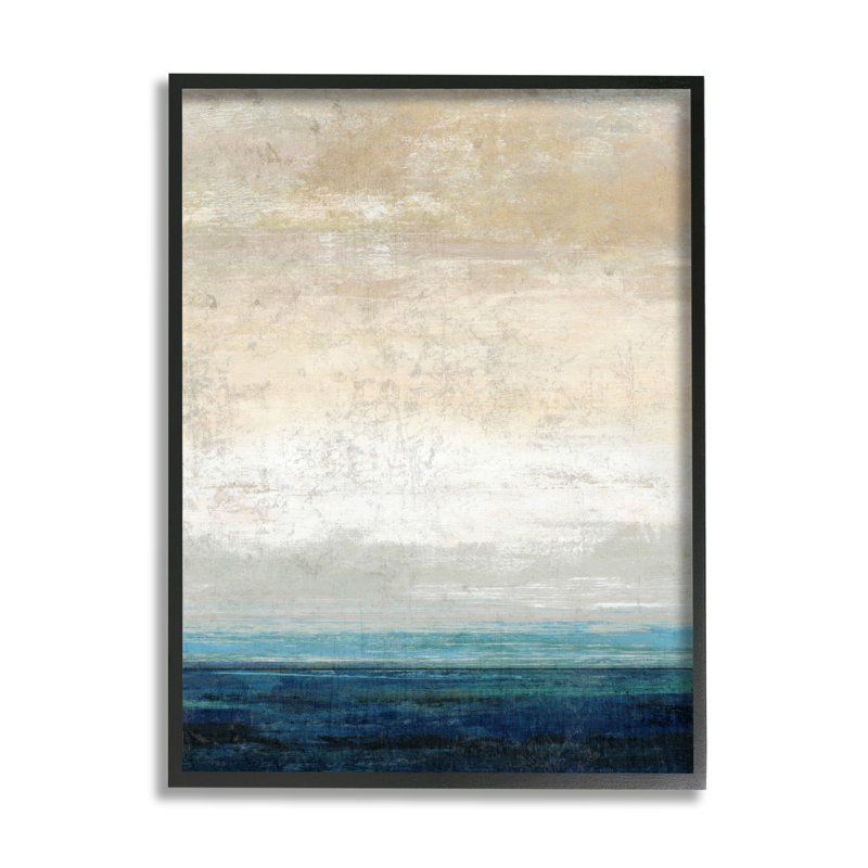 Point de vue du ciel de sable abstrait, H 24 po x l 30 po, Cadre noir