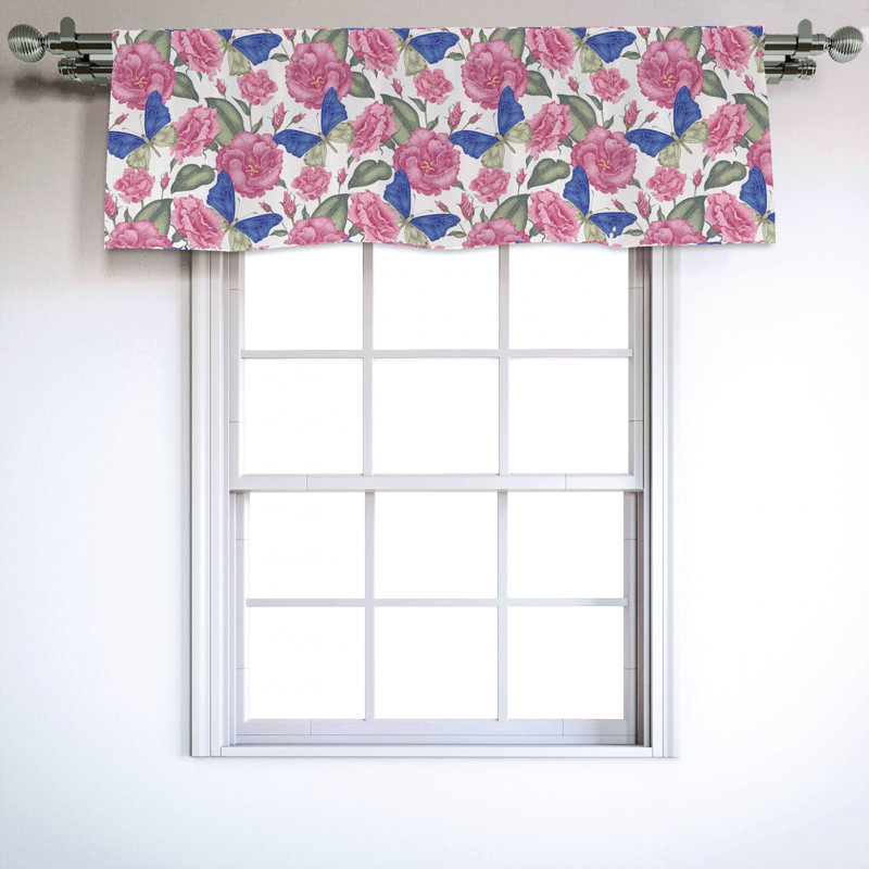 Sateen Floral Ruffled Window Valance