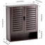 Armoire de salle de bain murale, rangement en bambou au-dessus de la toilette, armoire à pharmacie peu encombrante avec 2 portes et tablettes réglables (brun foncé)-2101940176