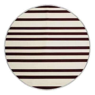 Tapis beige à rayures horizontales lavable à la machine