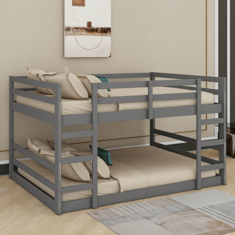 Lit superposé double au-dessus de double avec 2 échelles, Gris