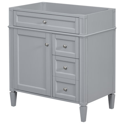 Meuble-lavabo moderne de salle de bain gris 30 po avec 2 tiroirs, un tiroir basculant, une tablette réglable et une fabrication robuste de couleur armoire, tiroir dissimulé