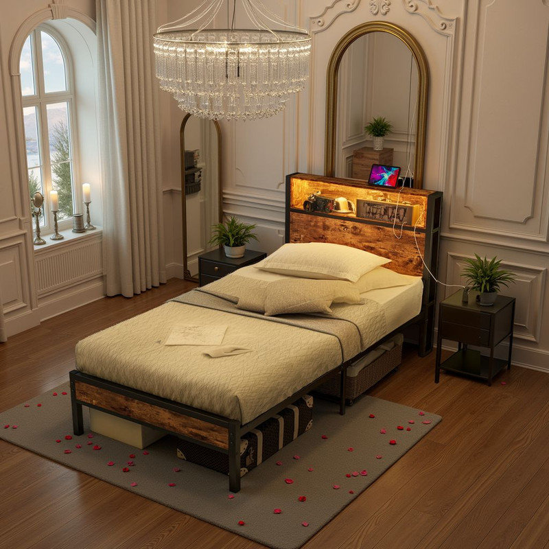 ??Smart Twin Bed with USB Ports & Storage - No Box Spring Needed?