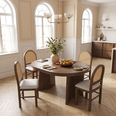 Ensemble de table de salle à manger rétro extensible avec 4 chaises rembourrées Retro