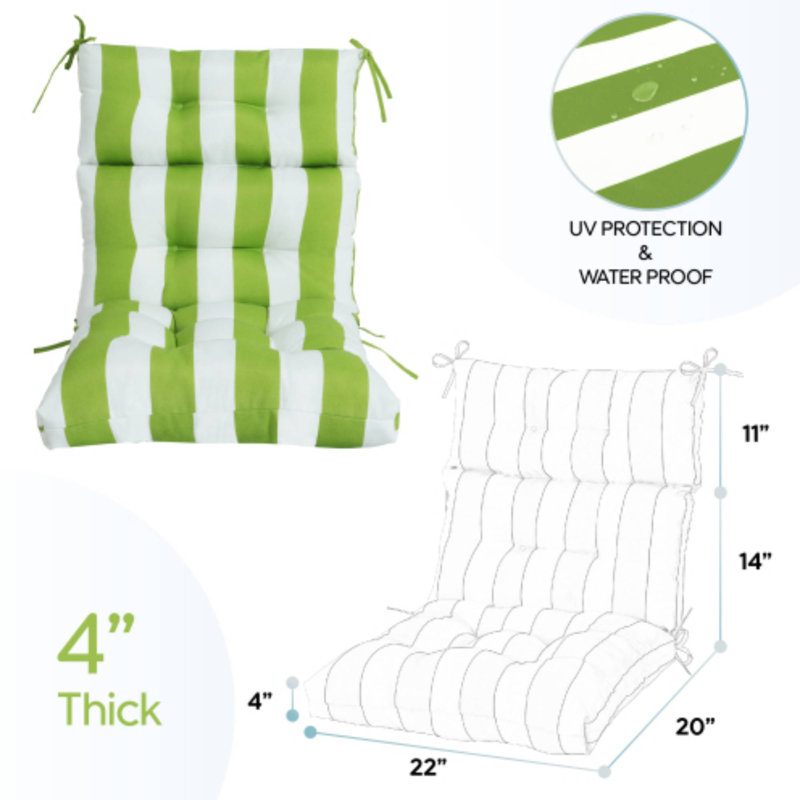 2-Pack Adirondack Cushions For Patio/Garden, Green