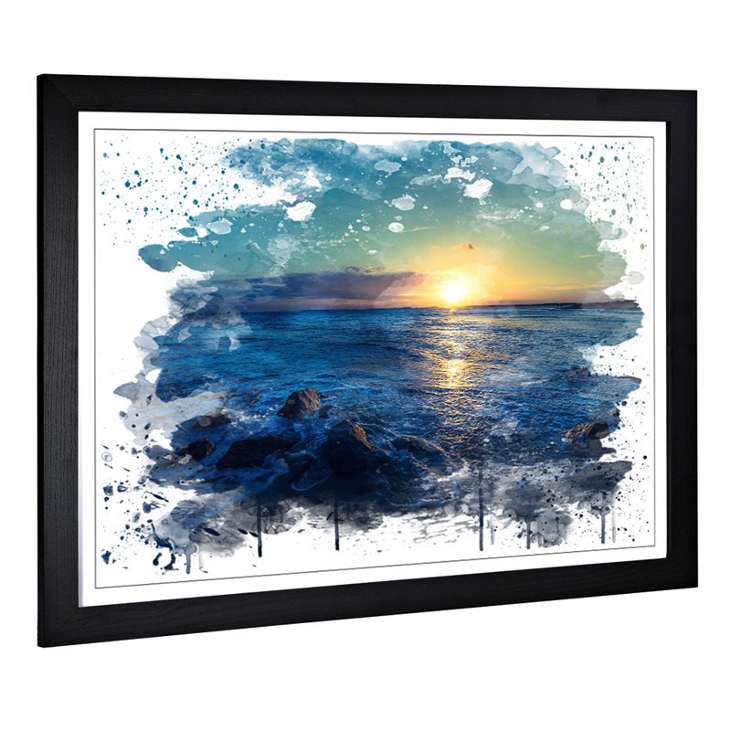 Beautiful Sunset Seascape - Wall Art, 45cm H x 62cm W, Framed Picture