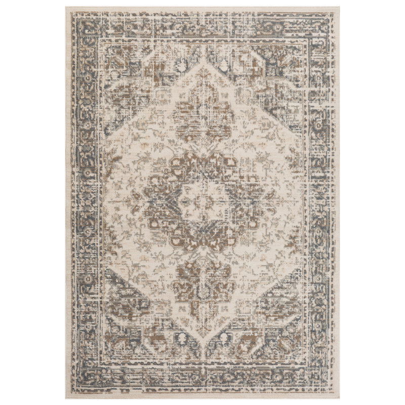 Tapis beige / gris Nimoha, Rectangle 1 pi 10 po x 2 pi 11 po