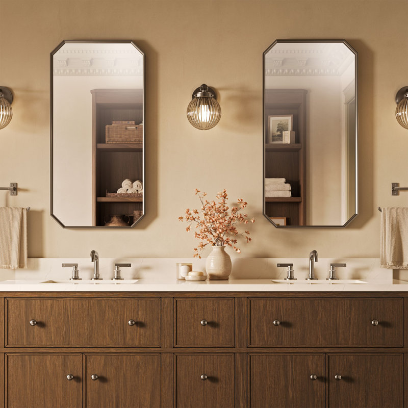 Claude by Studio McGee 18" X 36" Rectangular Framed Mirror, Vibrant Brushed Nickel, 36.36" x 18.37"