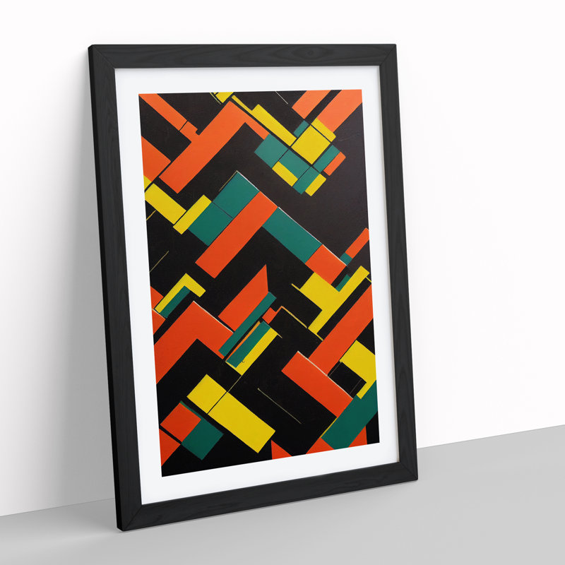 Bauhaus Abstract Art No.5 - Single Picture Frame Print, Black Framed, 34cm H x 25cm W x 2cm D