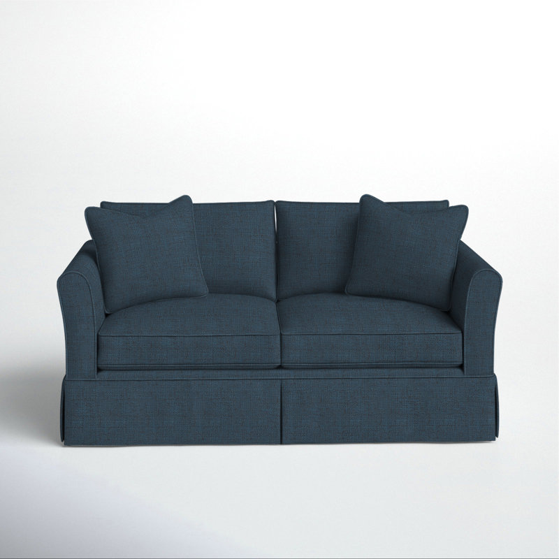Divan-lit rembourré Shelby, Lin texturé bleu marine Zuma