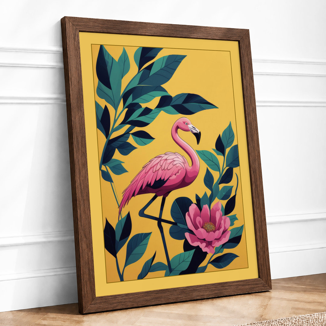 Flamingo in Bloom Tropical Framed Art Print