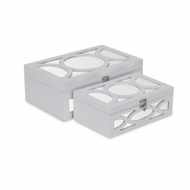Ensemble de 2 boîtes en bois Mayes, Blanc