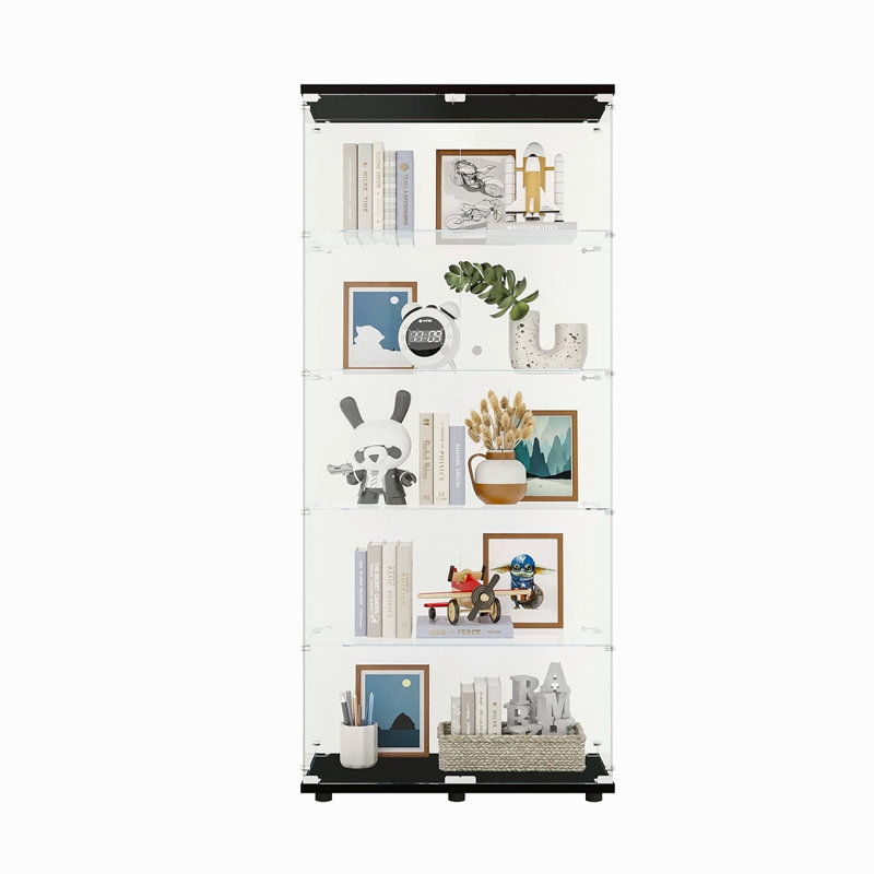 Vitrine à deux portes avec 5 tablettes, Noir