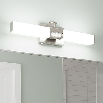 23.6 in. 3-Light Brushed Nickel LED Vanity Light Bar for Bathroom and Makeup with 2CCT Selectable Dimmable Square Shade