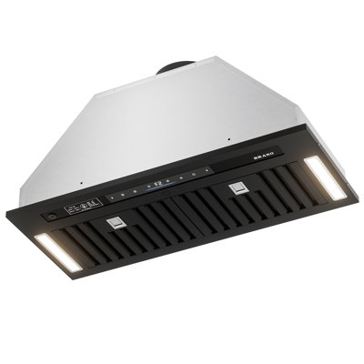 Hotte de cuisine noire encastrable 30 po, hotte de cuisine encastrable à conduit, sans conduit et à conduit de 900 pi³ / min, contrôle de la voix, du geste et du toucher, ventilateur à 4 vitesses, mode mémoire, lumières réglables