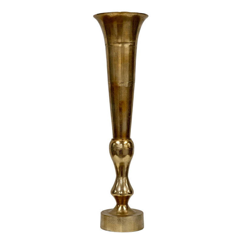 TALL TRUMPET PEDESTAL VASE, Bronze