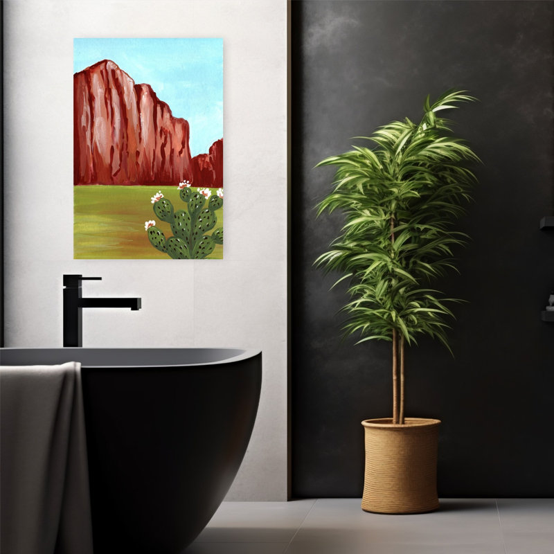 Art mural de paysage de fleurs de cactus de Southwest