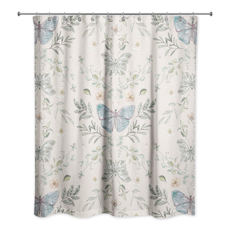 Anglina Floral Single Shower Curtain, Cream