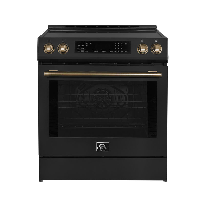 Espresso Donatello 30" Induction Range Slide-in, 4 Elements, 5.0 cu. ft. True Convection Oven, Black
