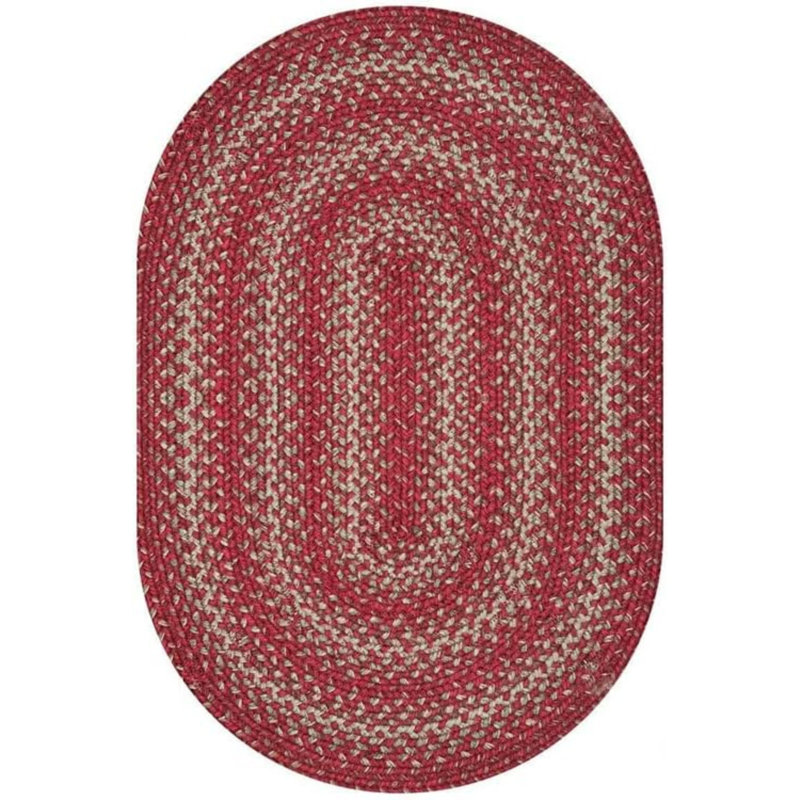 Tapis rouge réversible en jute tressé Corrente, Ovale 2 pi 3 po x 3 pi 9 po