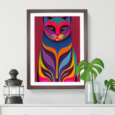 Vibrant Cat Abstract - Wall Art
