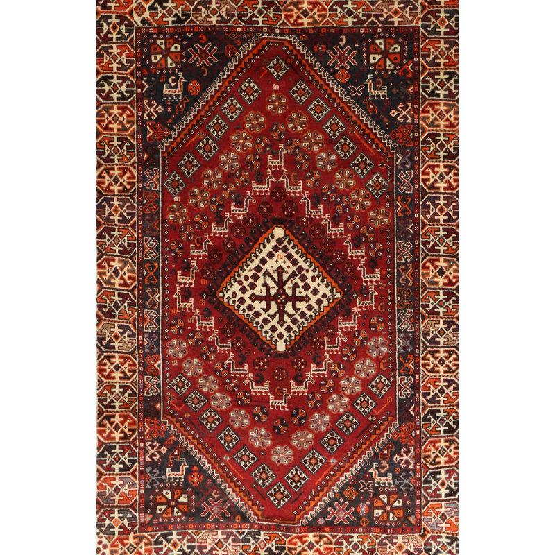 Tapis traditionnel rouge / beige / noir Endrita, Rectangle 5 pi x 7 pi