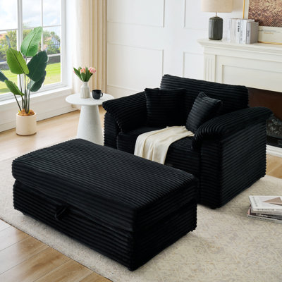 Canapé de style moderne pour intérieur, confortable, avec fauteuil à ressorts avec tabouret de rangement et deux ports USB, idéal pour le salon et la chambre à coucher.