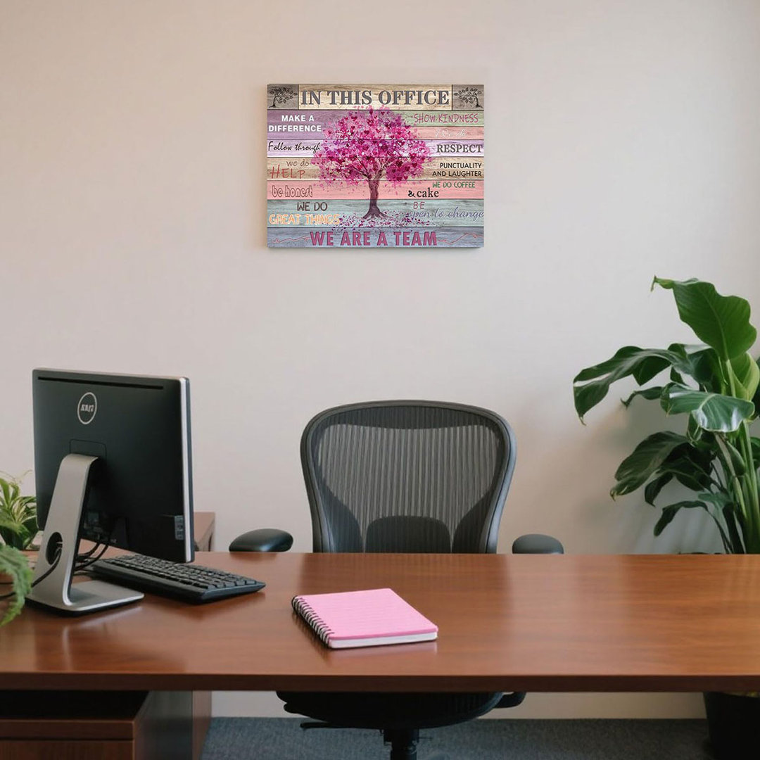Pink Inspirational Wall Art For Office Women Motivational Quotes Phrases Poster Rustic Heart Tree Pictures Framed Wall Art Décor Contemporary Home Wor