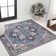 Huddleston Ornate Large Medallion Machine-Washable Blue/Beige Rug
