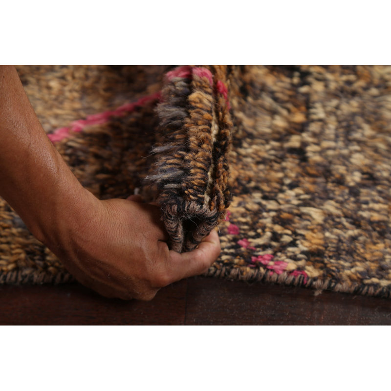 Tapis marocain en laine brun noué à la main 9 x 13