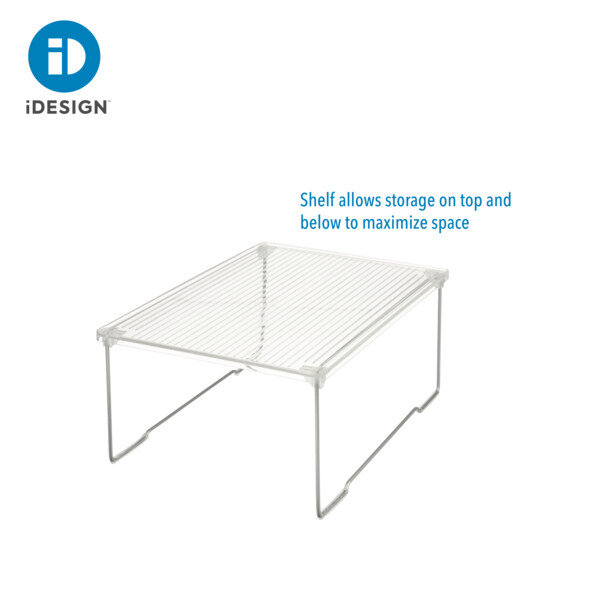 iDesign Plastic Stackable Cabinet Shelf Riser for Bathroom Storage– Clear