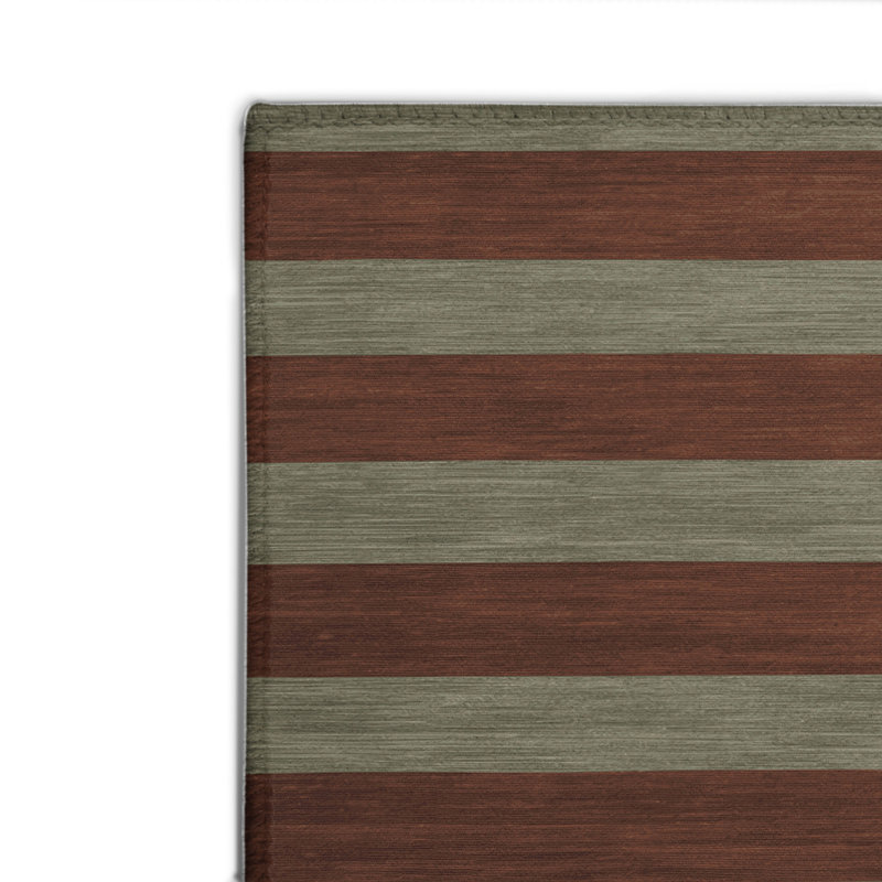 Tapis intérieur / extérieur brun HorizontalStripes, Rectangulaire 2 pi x 3 pi
