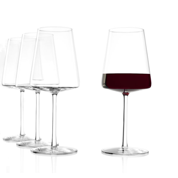 Burns Glass Crystal Wine Glasses, Long Stem 19 oz, Red or White Wine, Beer,  Juice, Water (Set of 4) 