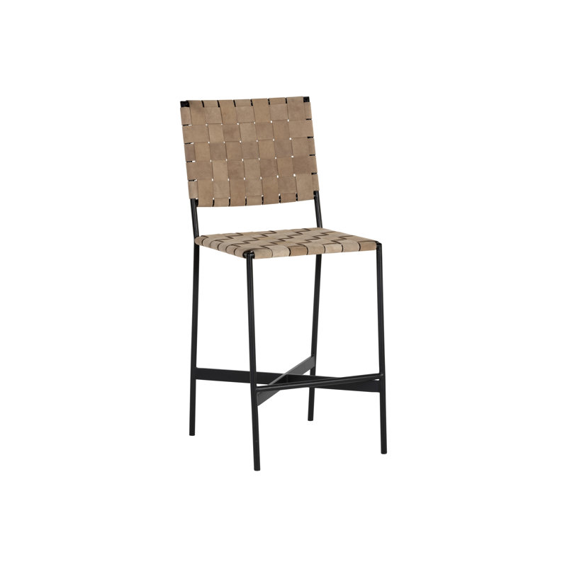Almin Upholstered Stool with Metal Frame, Counter Stool (26.25" Seat Height)