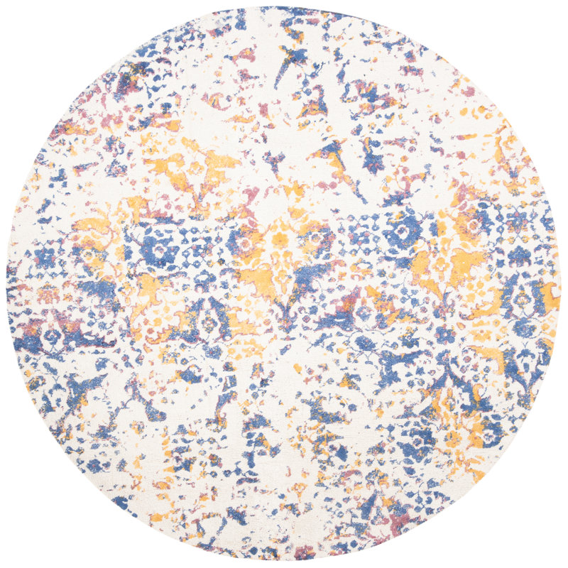 Stahr Hand Tufted Viscose Geometric Rug, Round 6'