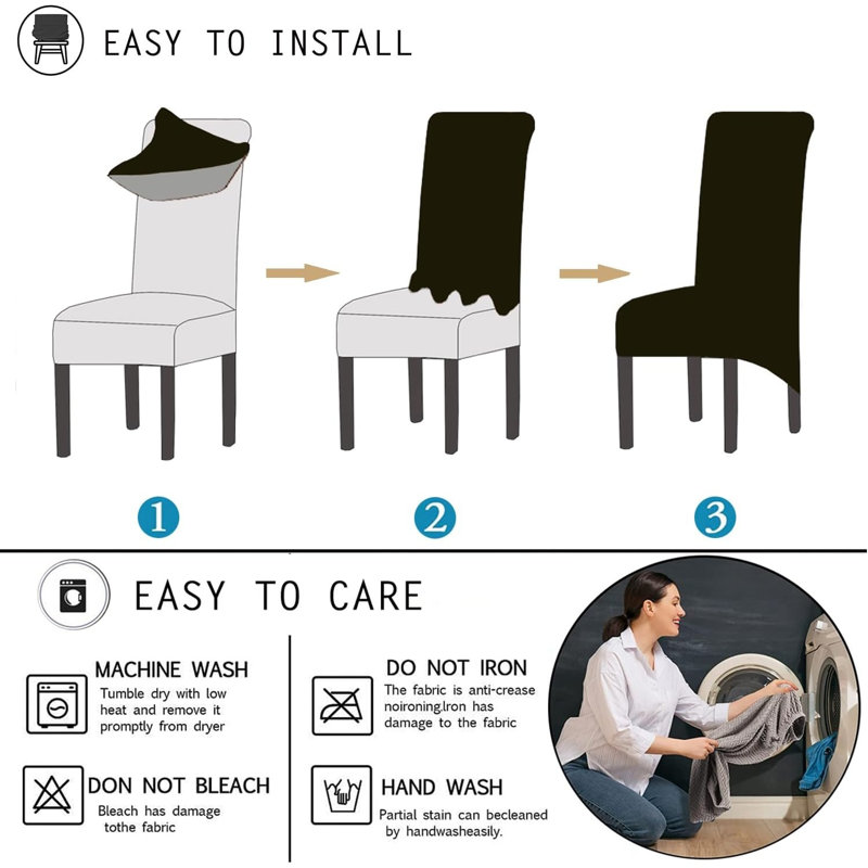 Polyester Box Cushion Dining Chair Slipcover