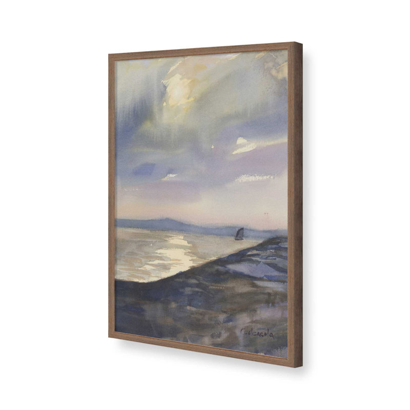 «Evening Sail» par Stephen Calcasola, reproduction d'art, H 12 po x l 8 po, Impression sur cadre ouvert sans papier mat, Brun