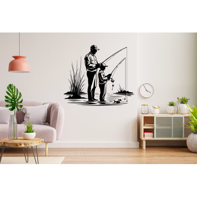 Père et fils, autocollant de pêche, pêche, fête des pères, cadeau de pêche, art mural, papa et enfants, décoration de chambre de bébé, cadeau de papa