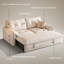 Canapé-lit modulaire en chenille blanc crème avec rangement-532480106