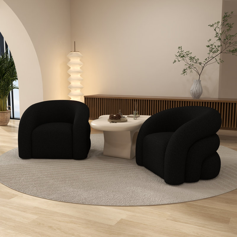 Upholstered Swivel Barrel Chair, Black
