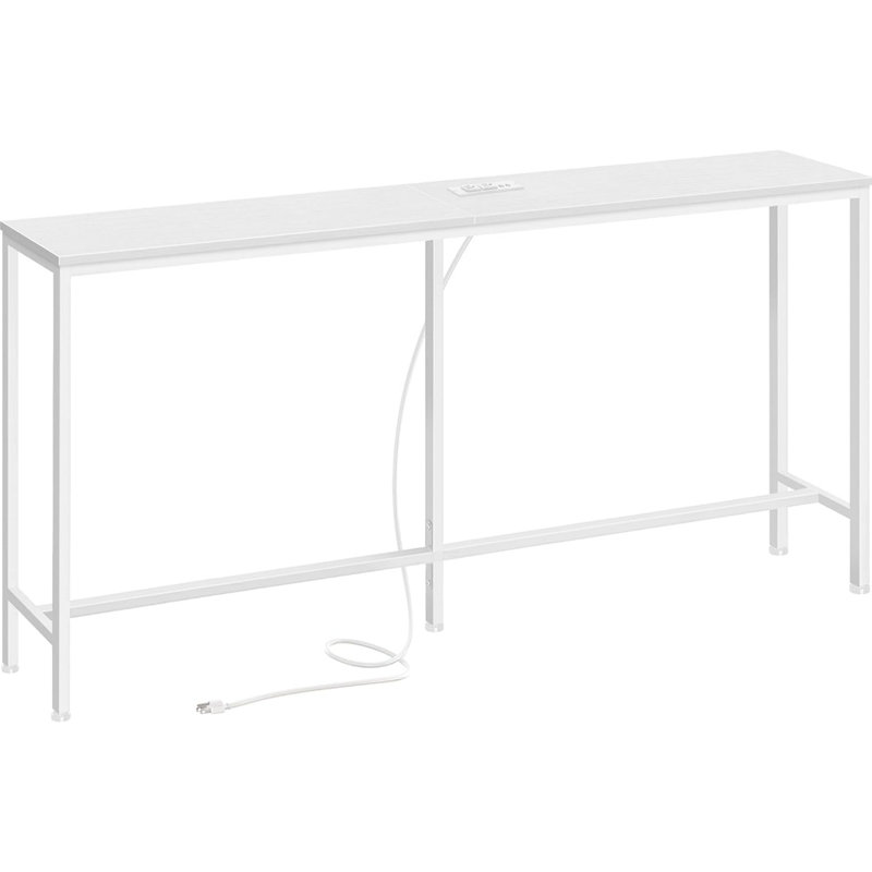 70" W Console Table with Outlet, White, White