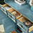 Blue Solid Wood Rectangular Console Table